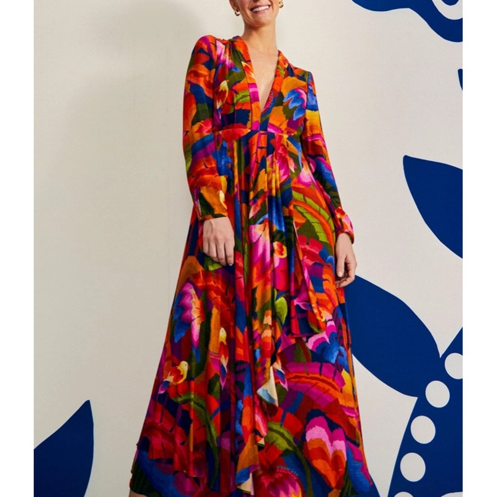 Farm Rio Rainbow Forest Maxi Dress Rainbow Forest Multicolor Medium NWT